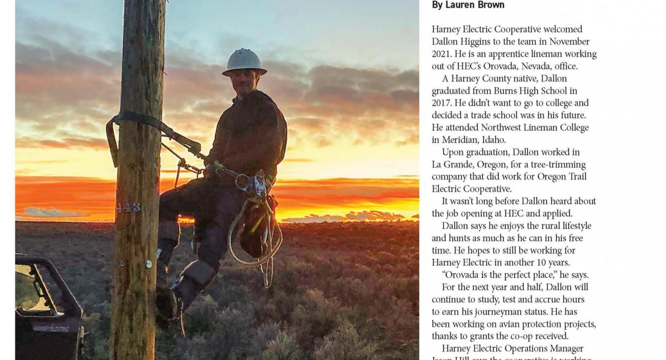 May Ruralite Dallon Higgins Apprentice Lineman Harney Electric